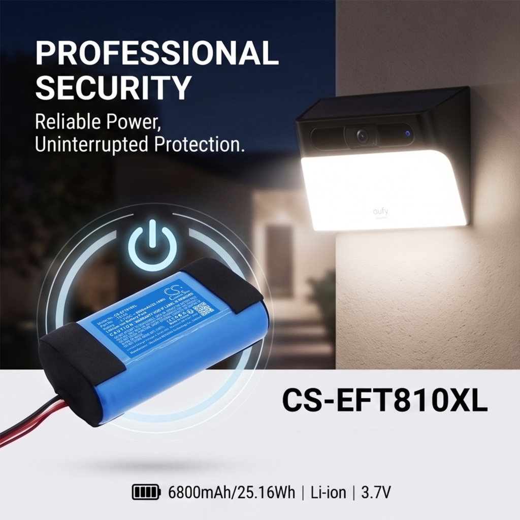 Akut yhteensopiva Eufy S120 Solar Wall Light Cam CS-EFT810XL