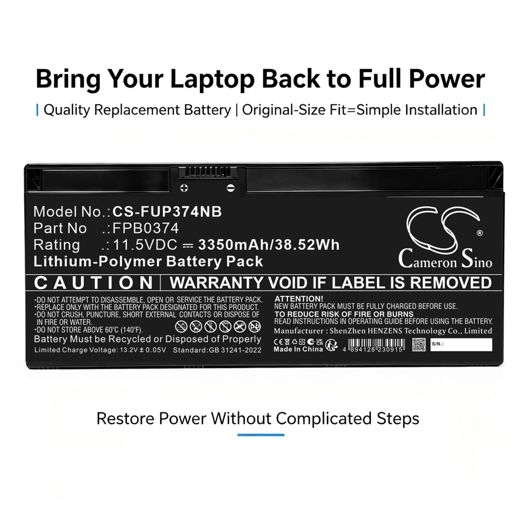 Akut yhteensopiva Fujitsu Lifebook U3114X U3114XS WQ1 CS-FUP374NB