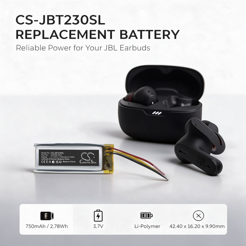 Akut yhteensopiva JBL Tune 230NC Charging Case Beam 230NC Charging Case Beam Earbuds charging Case CS-JBT230SL