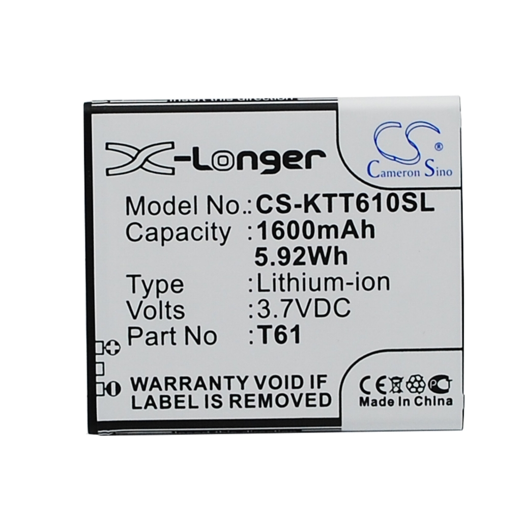 Akut yhteensopiva K-Touch T61 T61 CS-KTT610SL