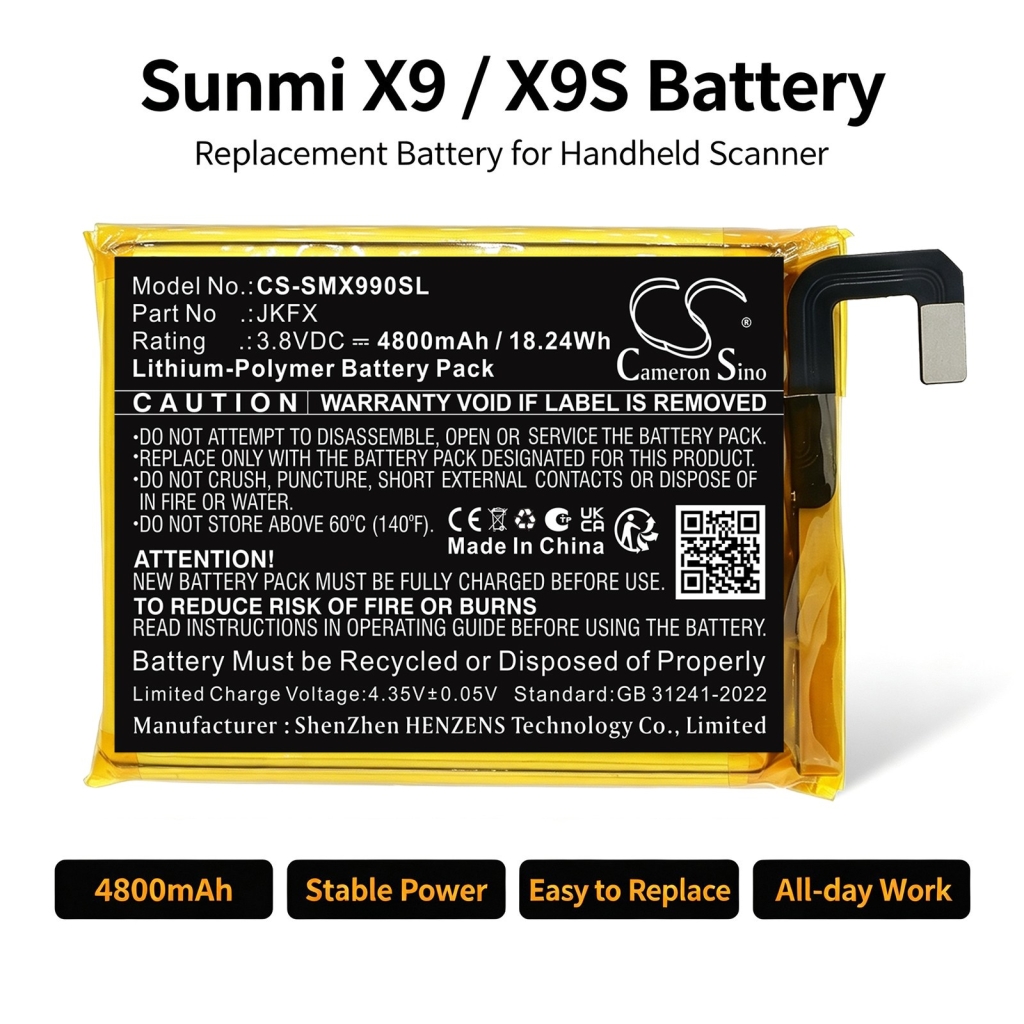 Akut yhteensopiva Sunmi X9 X9 CS-SMX990SL