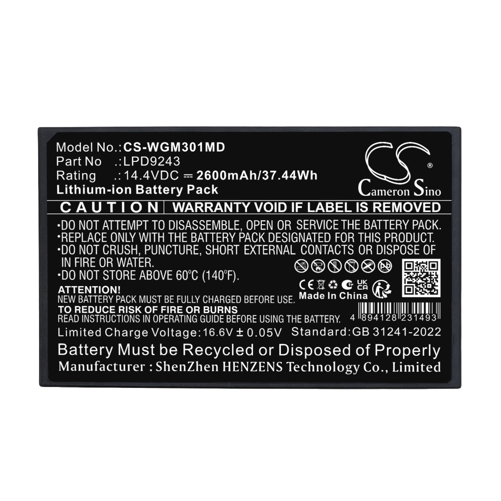 Akut yhteensopiva WEGO M3000P M3000P CS-WGM301MD