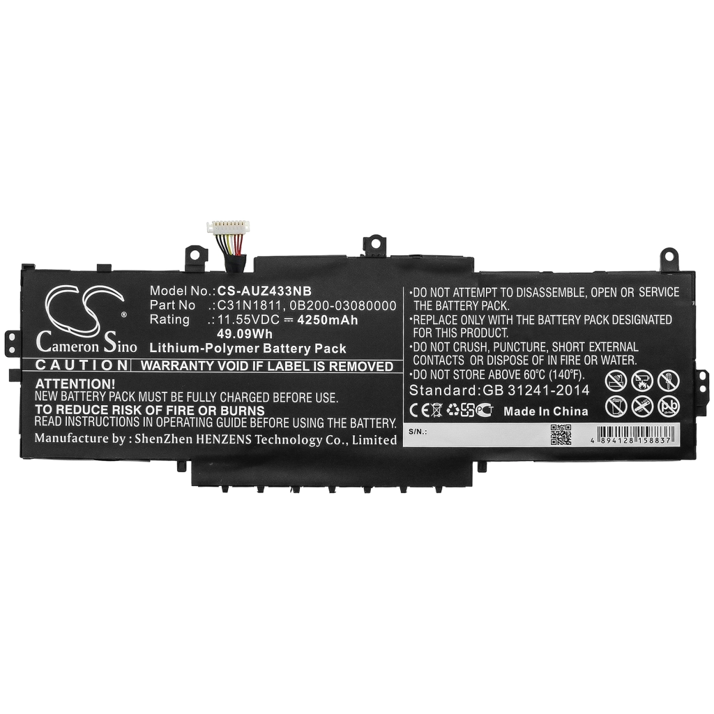 Yhteensopiva akun vaihto Asus 0B200-03080000,C31N1811