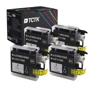 TCTK Mustepatruunat LC-1100XL 4 kpl sarja musta yhteensopiva Brother DCP-145 C, sekä DCP-163 C, sekä DCP-165 C, sekä DCP-185 C, sekä DCP-195 C, sekä DCP-197 C, sekä DCP-365 CN, korvaa LC1100XLBK