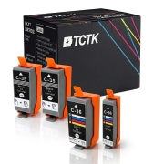 TCTK Ink Cartridges C-35BK C-36C 2-pack Black Cyan compatible with Canon PIXMA iP100 iP100B iP110, for PIXMA TR150 with battery