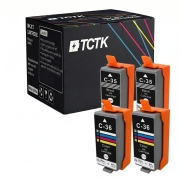 TCTK Ink Cartridges C-35BK C-36C 4-pack 2x Black 2x Cyan compatible with Canon PIXMA iP100 iP100B iP110, for PIXMA TR150 with battery