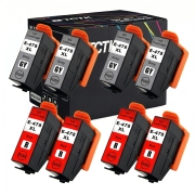 TCTK Mustepatruunat 478XL 478XL 8 kpl sarja 4x Gray 4x Red yhteensopiva Epson Expression Photo HD XP-15000, korvaa C13T04F64010