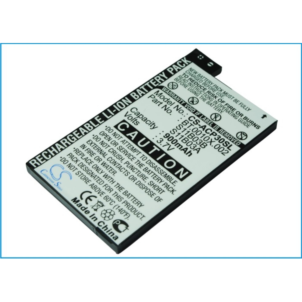 Yhteensopiva akun vaihto Acer BT.0010X.002,S11B03A,S11B03B