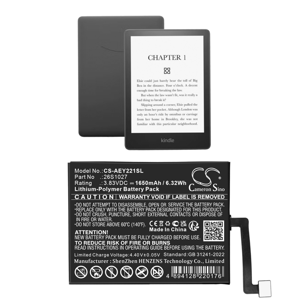 E-kirjanlukijan akku Amazon CS-AEY221SL
