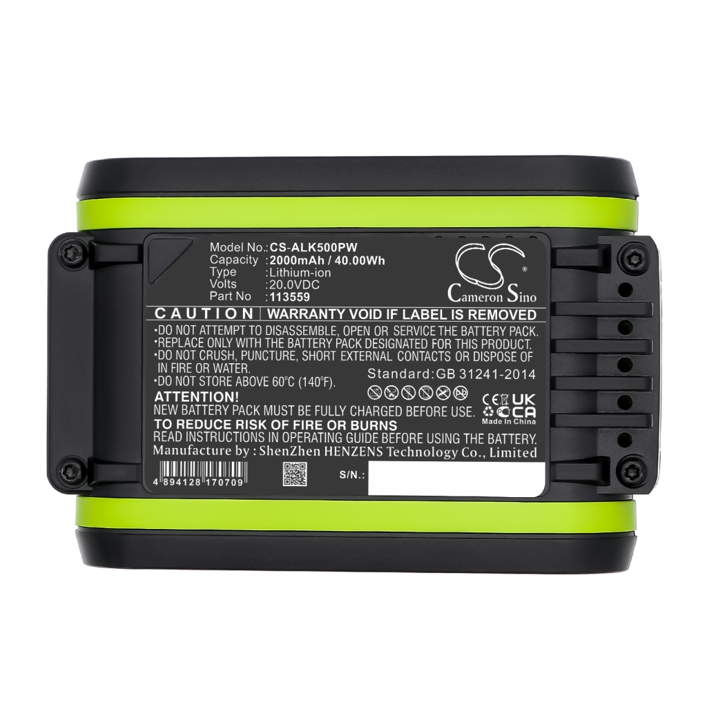 Battery compatible with Worx Al-ko Rockwell Pattfield CS-ALK500PW