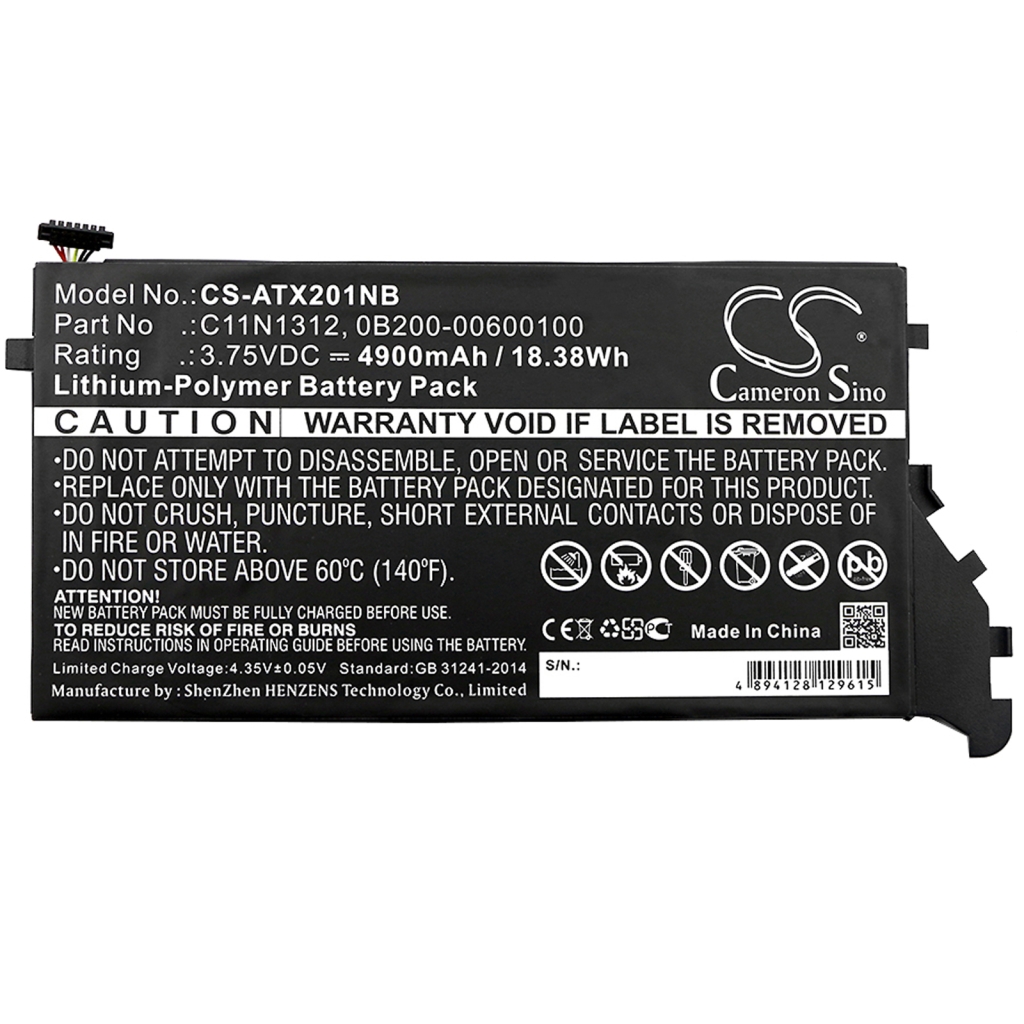 Yhteensopiva akun vaihto Asus 0B200-00600100,C11N1312