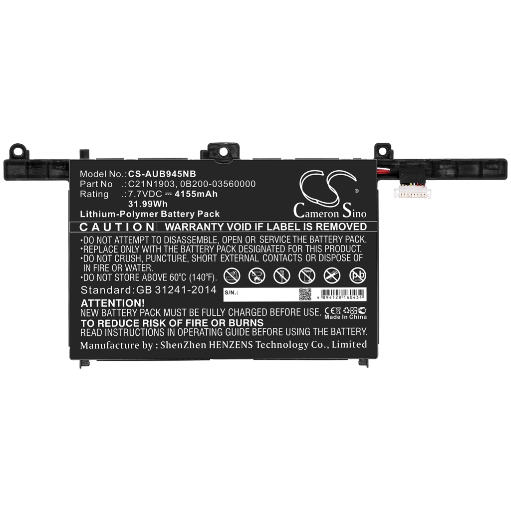 Yhteensopiva akun vaihto Asus 0B200-03560000,C21N1903
