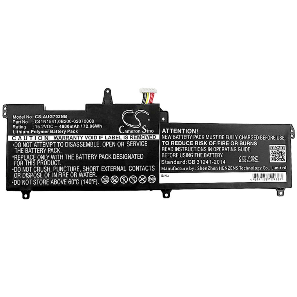 Yhteensopiva akun vaihto Asus 0B200-02070000,C41N1541