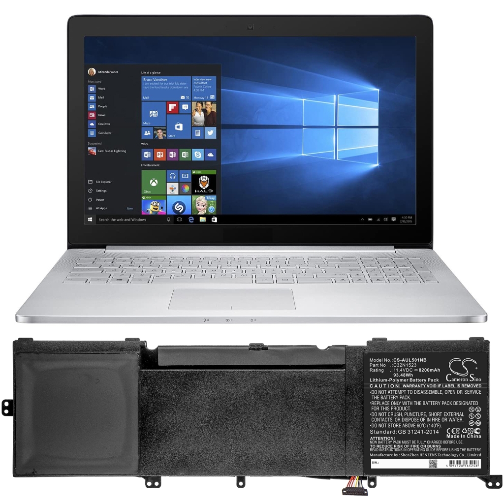 Yhteensopiva akun vaihto Asus 0B200-01250300,C32N1523