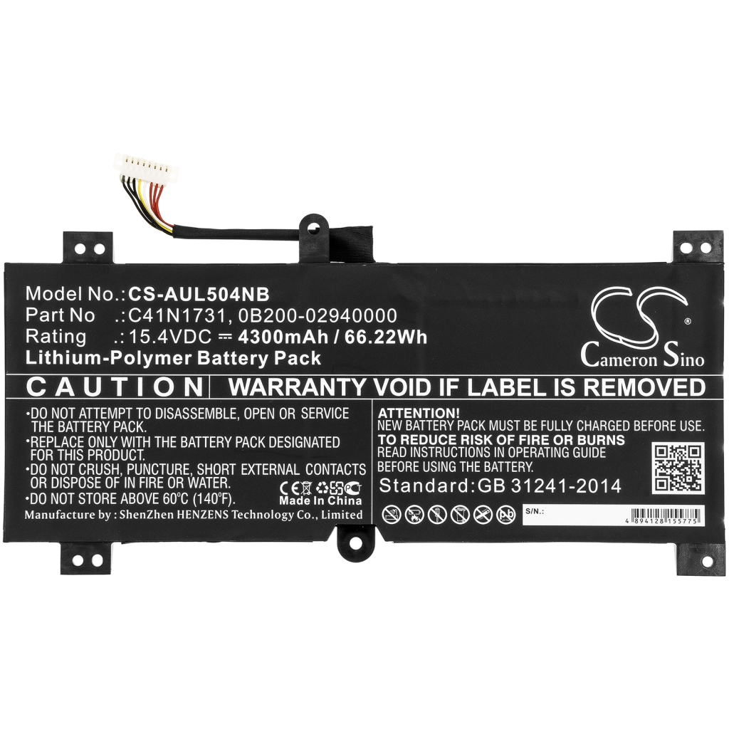 Yhteensopiva akun vaihto Asus 0B200-02940000,C41N1731