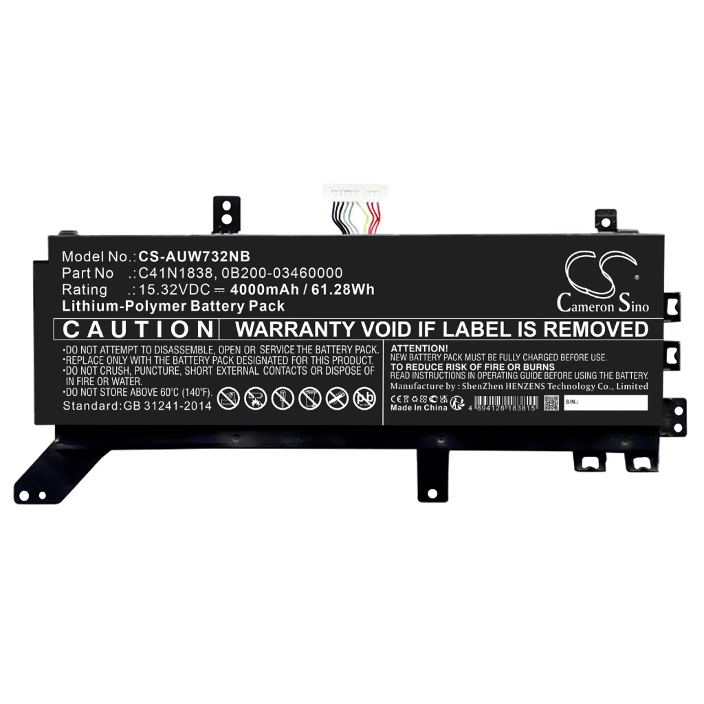 Yhteensopiva akun vaihto Asus 0B200-03460000,C41N1838