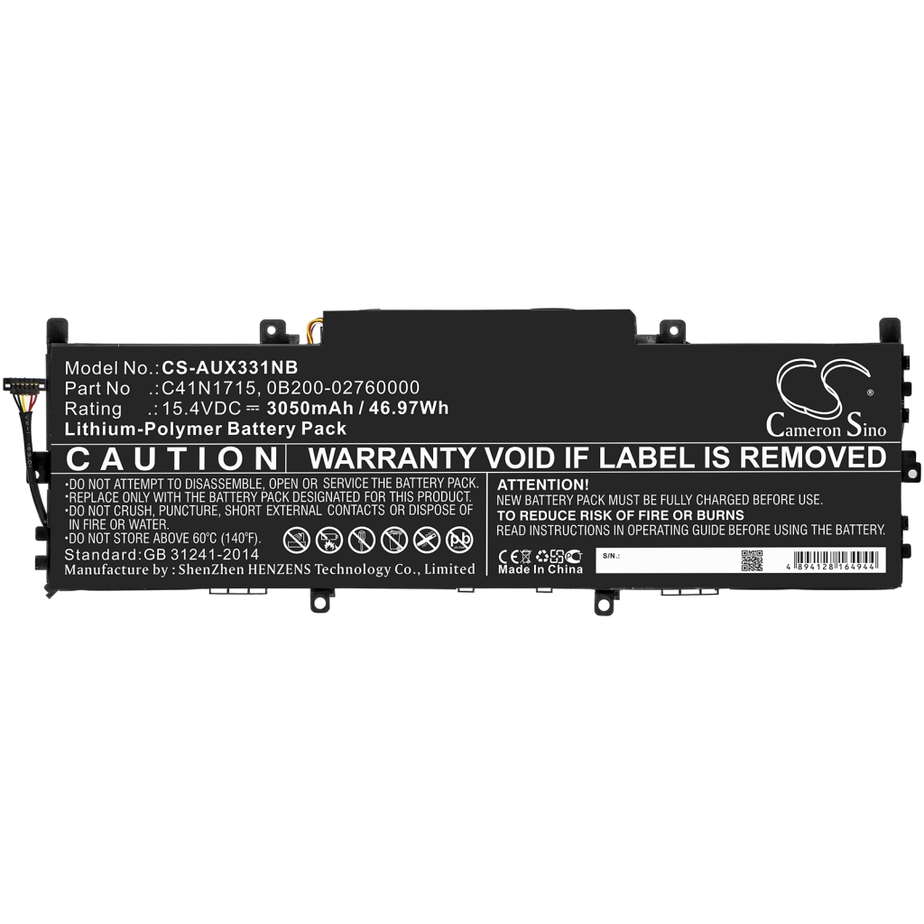 Yhteensopiva akun vaihto Asus 0B200-02760000,C41N1715