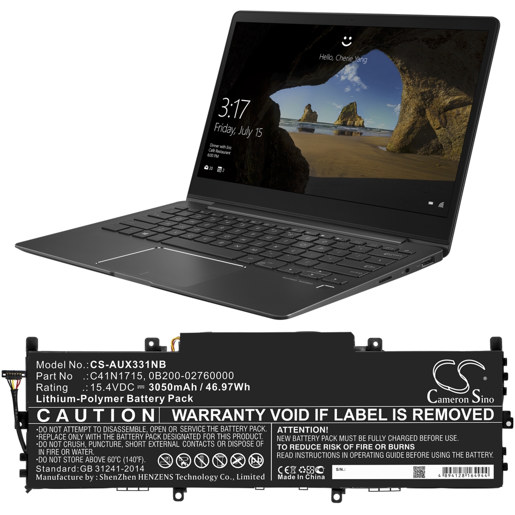 Yhteensopiva akun vaihto Asus 0B200-02760000,C41N1715