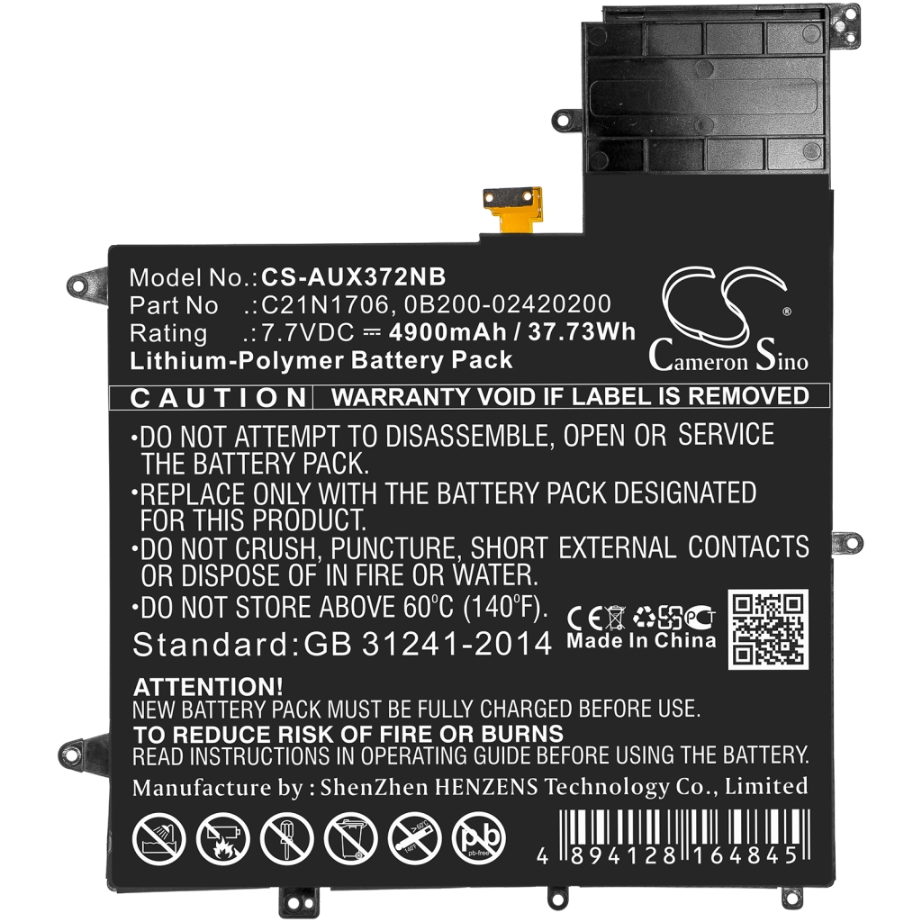Yhteensopiva akun vaihto Asus 0B200-02420200,C21N1706