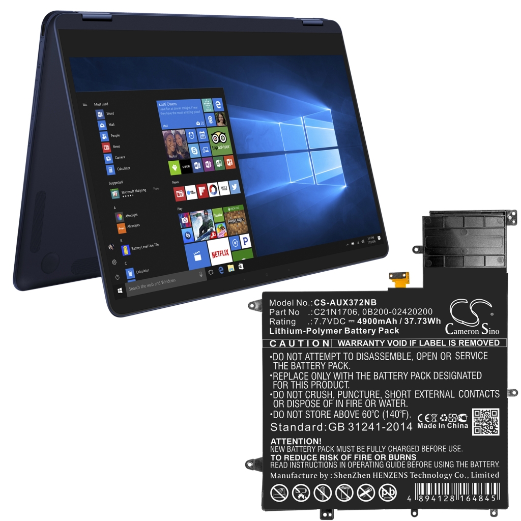 Yhteensopiva akun vaihto Asus 0B200-02420200,C21N1706