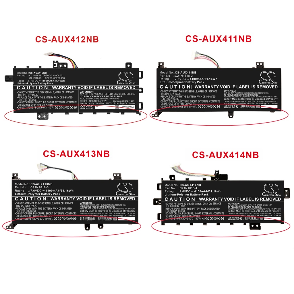 Akku Korvaa Asus C21N1818-4