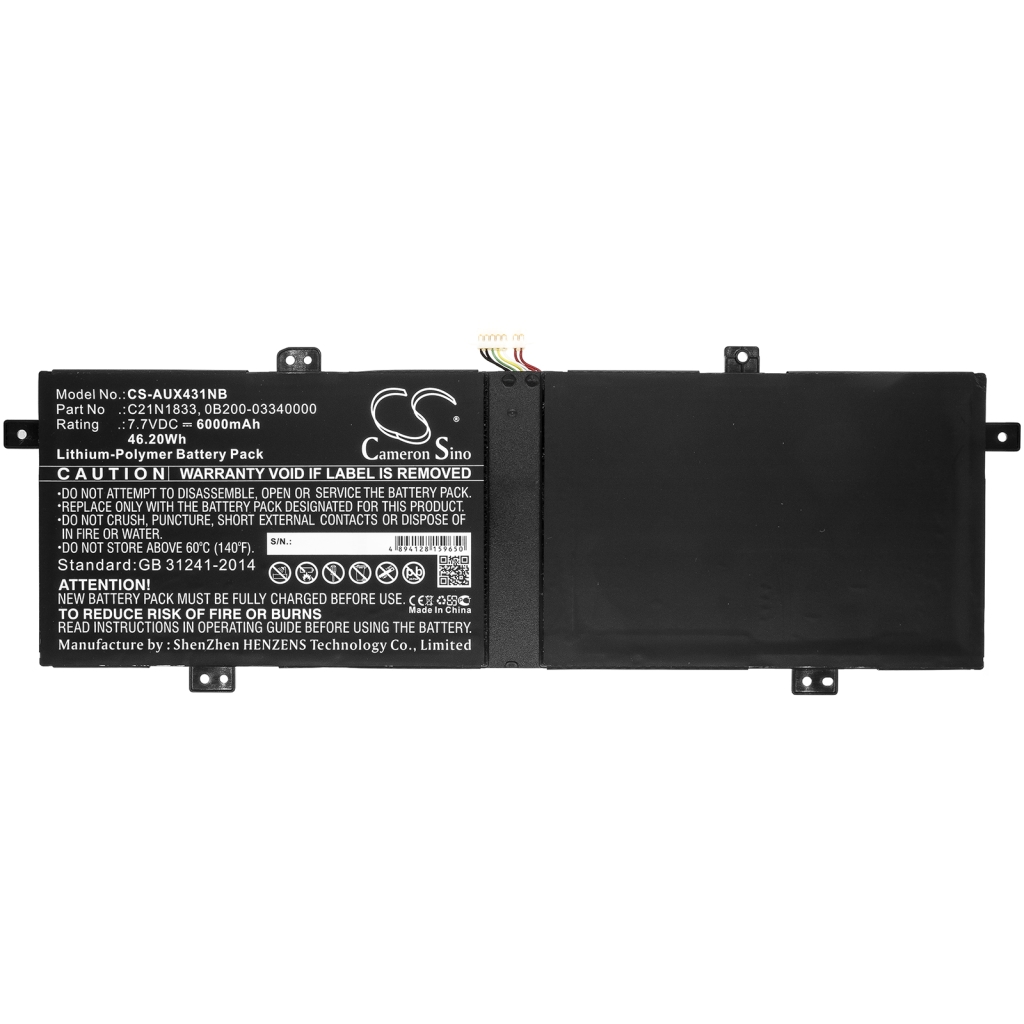 Yhteensopiva akun vaihto Asus 0B200-03340000,C21N1833