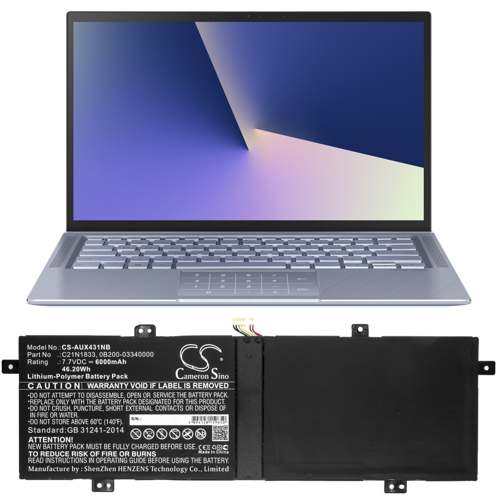 Yhteensopiva akun vaihto Asus 0B200-03340000,C21N1833