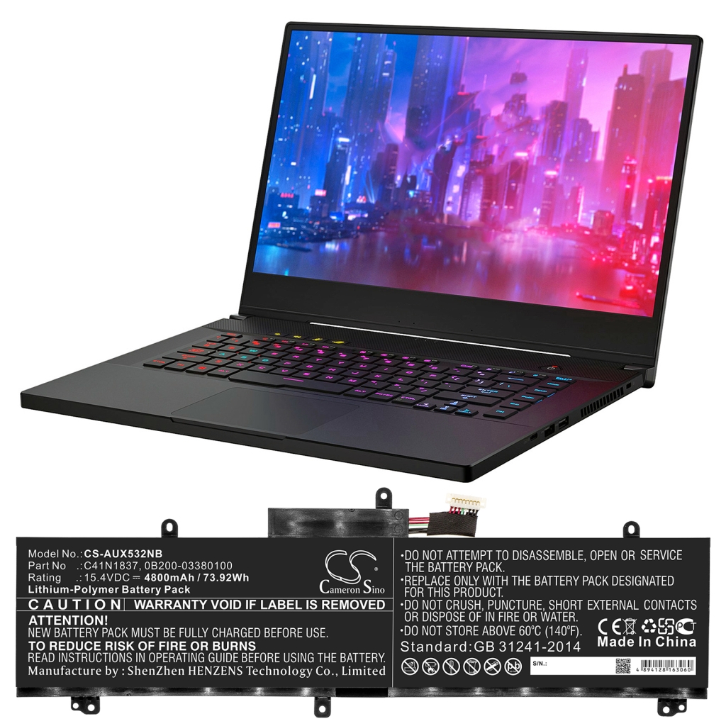 Yhteensopiva akun vaihto Asus 0B200-03380100,C41N1837