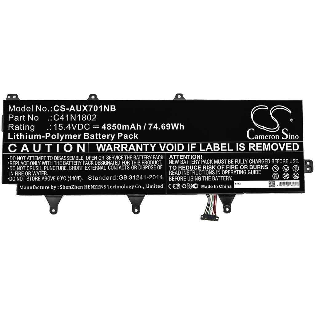 Yhteensopiva akun vaihto Asus 0B200-03140100,C41N1802