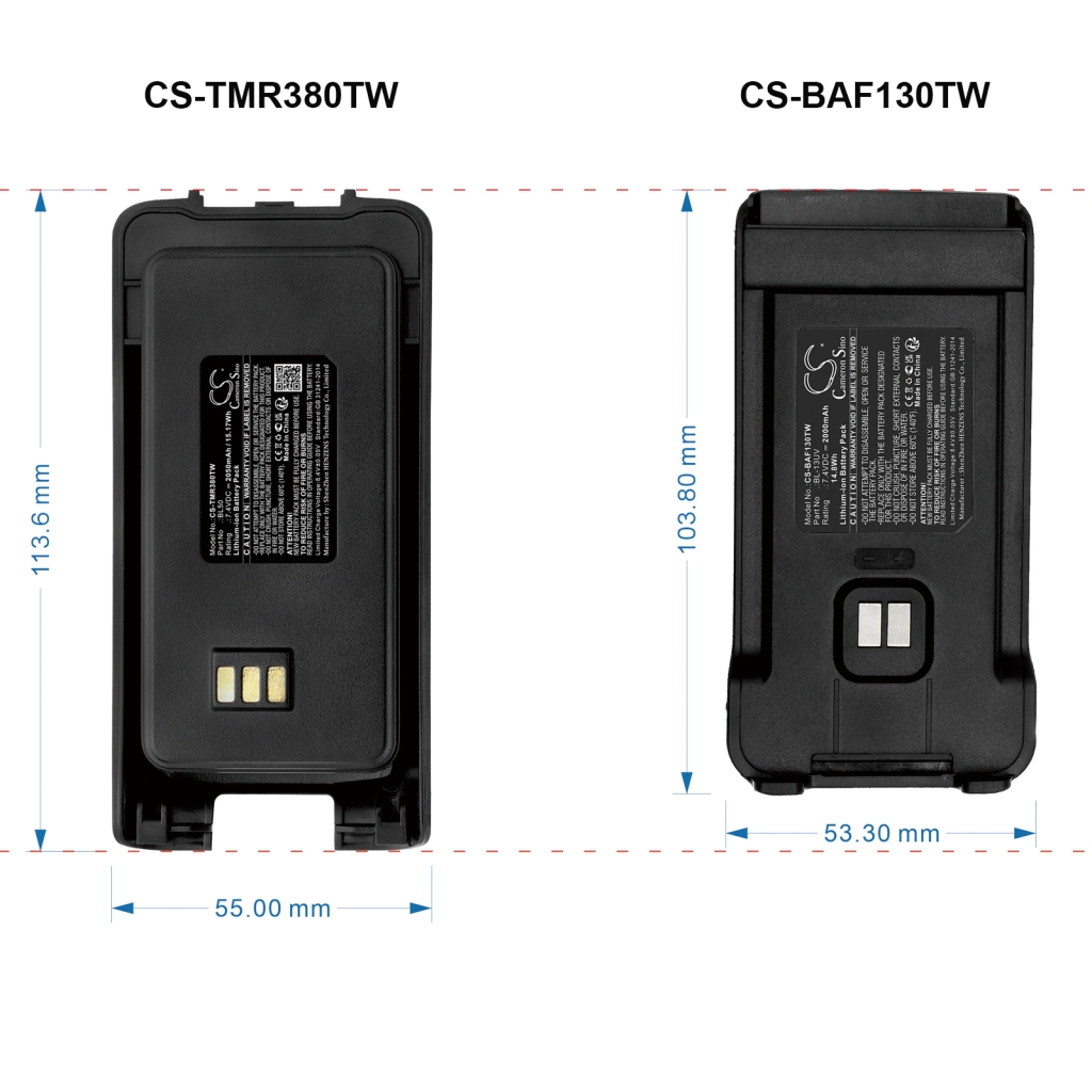 Kaksisuuntaisen radion akku Retevis CS-BAF130TW