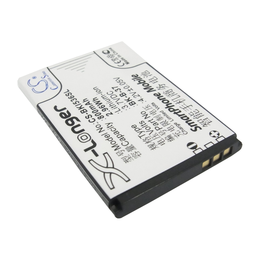 CS-BKI536SL opposite face angled, mirrored label, 3.7V 800mAh BK-B-37 inverted