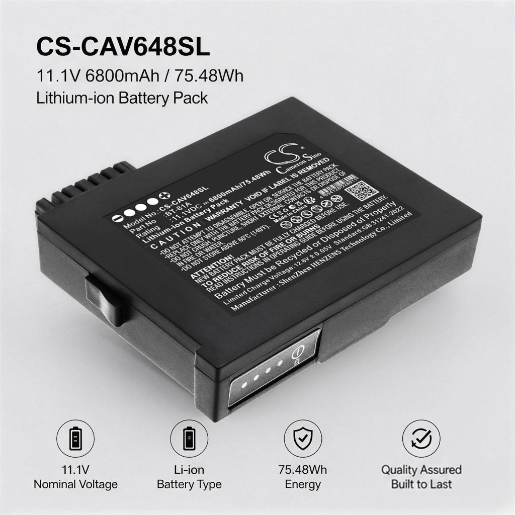 CS-CAV648SL product info graphic: 11.1V / 6800mAh / 75.48Wh Li-ion with spec icons