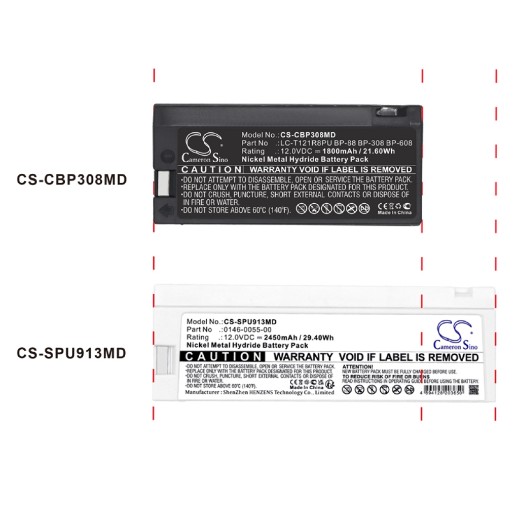 Akku yhteensopiva GE Draeger Spacelabs Colin medical Chinon Criticare systems Curtis mathes Jcpenney Keller medical Magnavox Medical industries Memorex Cardiac science CS-CBP308MD