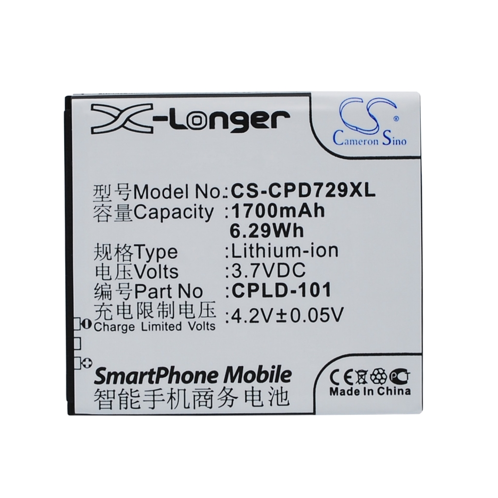 Yhteensopiva akun vaihto Coolpad CPLD-101