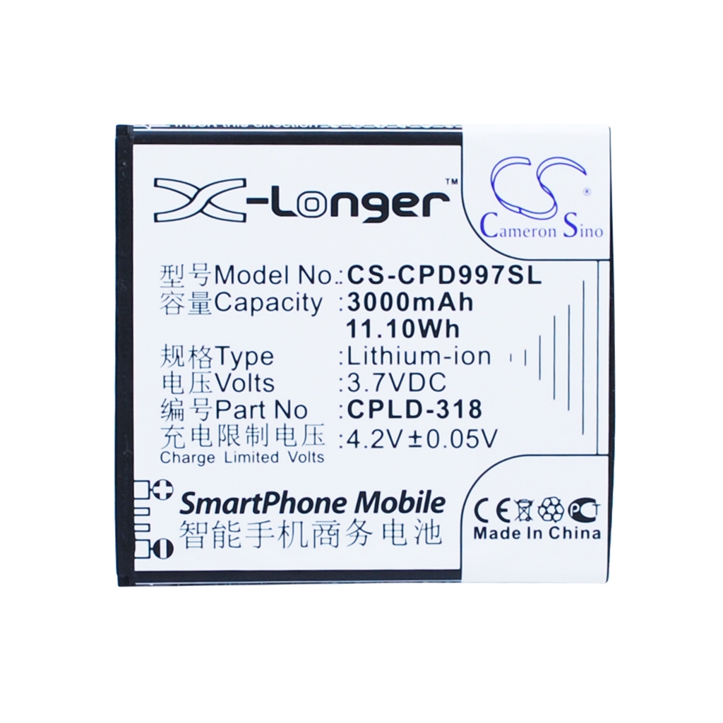 Cameron Sino CS-CPD997SL Li-ion akku 3000mAh 3,7V smartphone Coolpad -laitteeseen