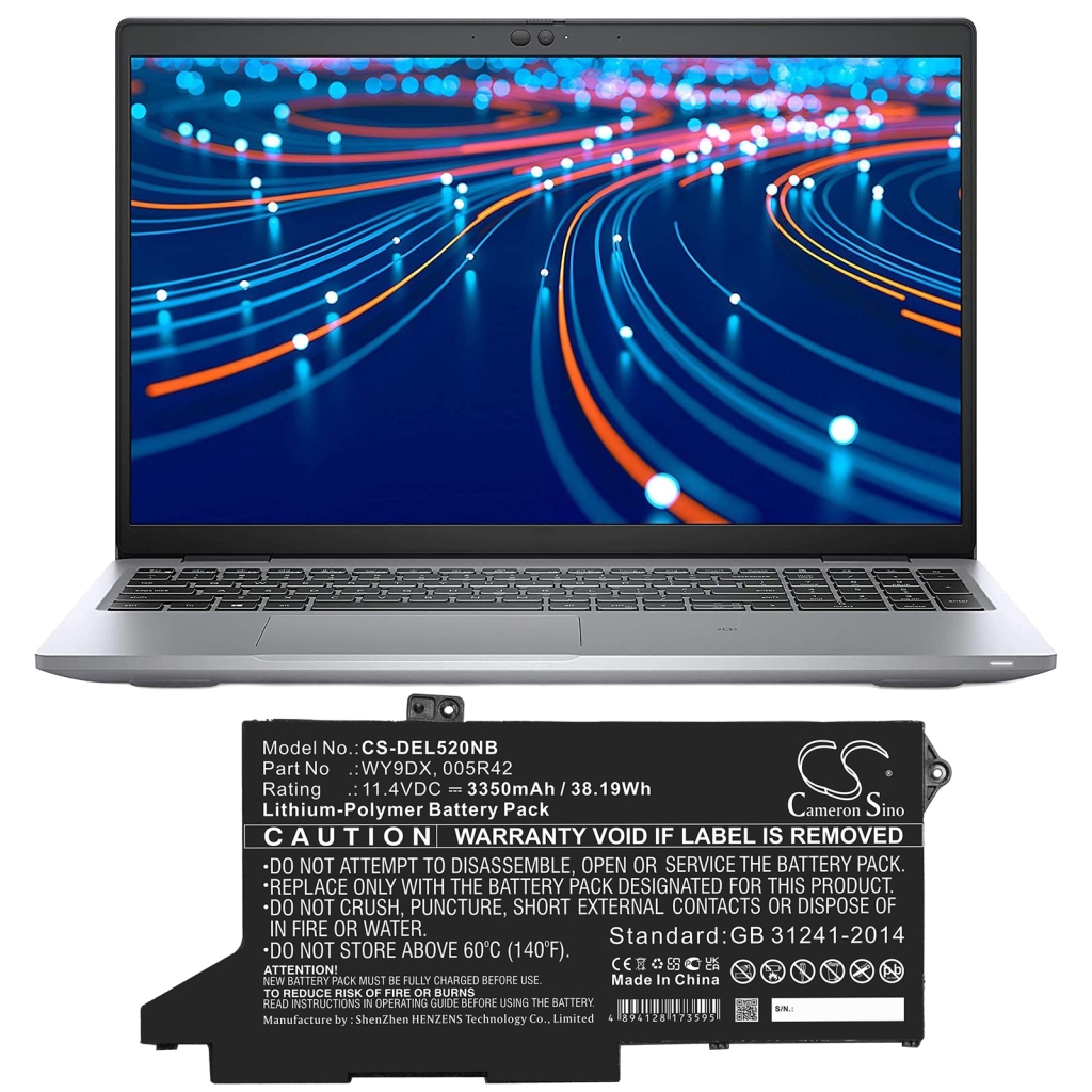 Yhteensopiva akun vaihto DELL 005R42,WY9DX
