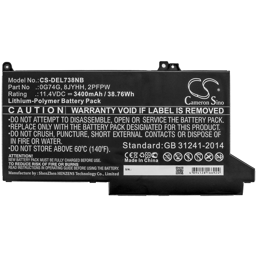 Yhteensopiva akun vaihto DELL 0G74G,2PFPW,8JYHH
