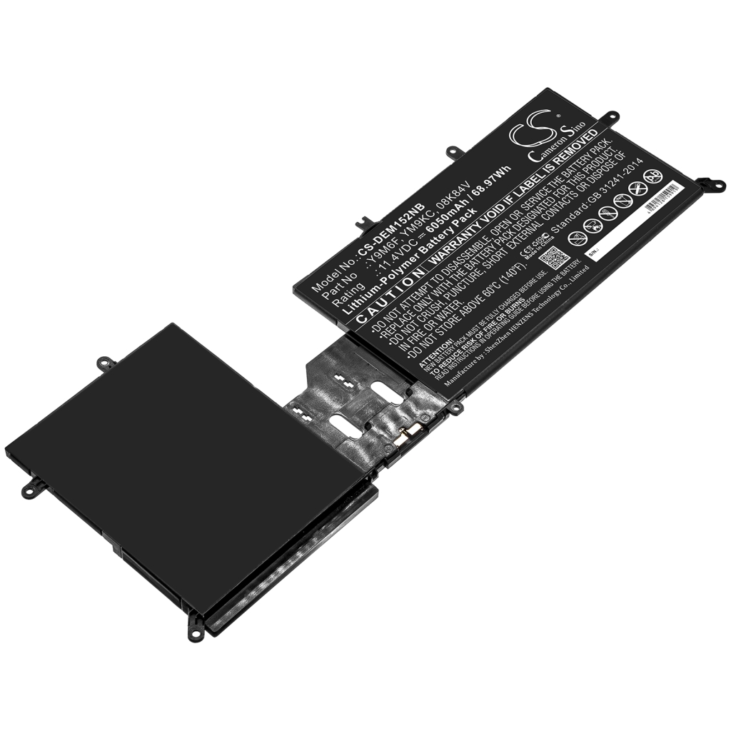 Yhteensopiva akun vaihto DELL 08K84V,Y9M6F,YM9KC