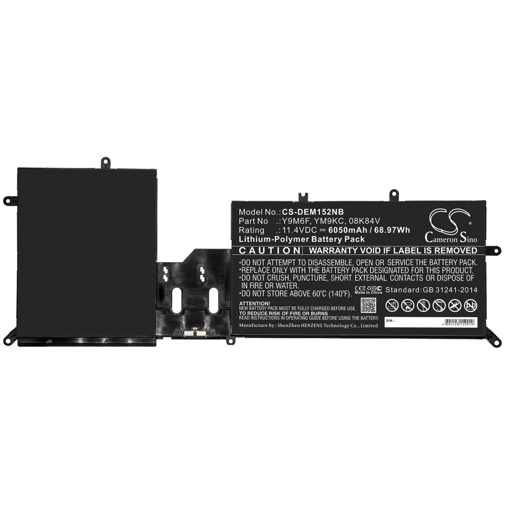 Yhteensopiva akun vaihto DELL 08K84V,Y9M6F,YM9KC