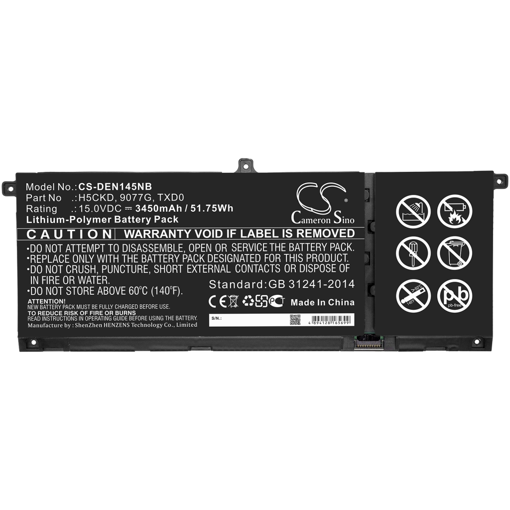Yhteensopiva akun vaihto DELL 9077G,H5CKD,TXD0