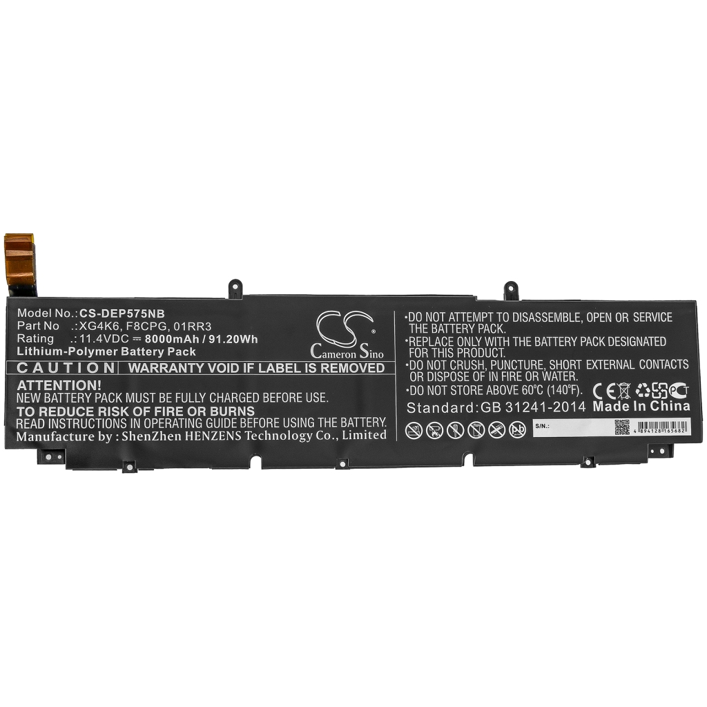 Yhteensopiva akun vaihto DELL 01RR3,F8CPG,XG4K6
