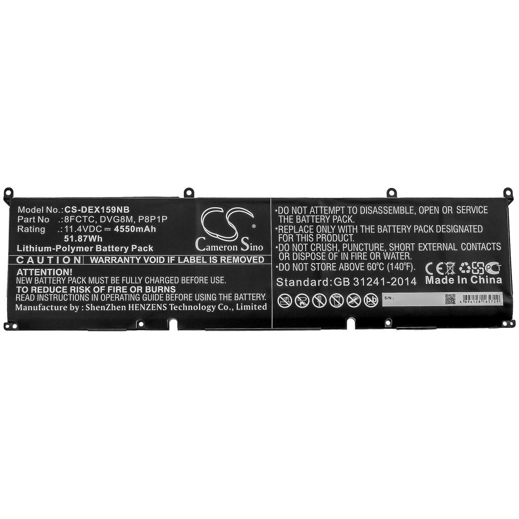 Yhteensopiva akun vaihto DELL 8FCTC,DVG8M,P8P1P