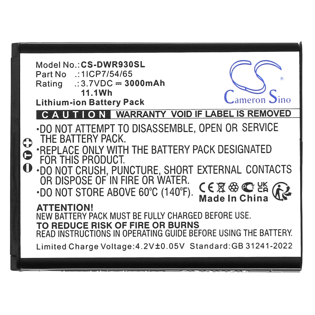 Yhteensopiva akun vaihto D-link 1ICP7/54/65
