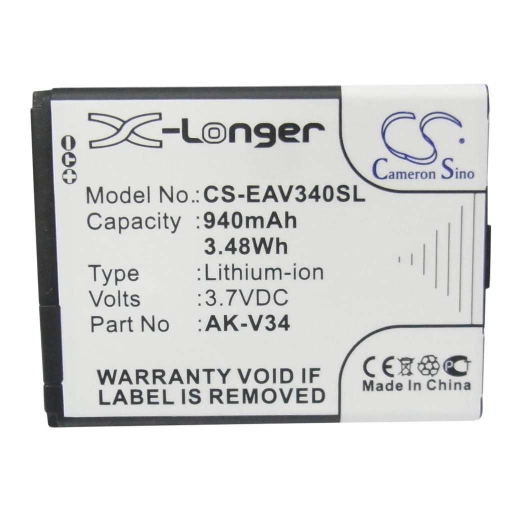 Cameron Sino X-Longer CS-EAV340SL etutarranäkymä: 940mAh 3,7V Li-ion, X-Longer ja Cameron Sino