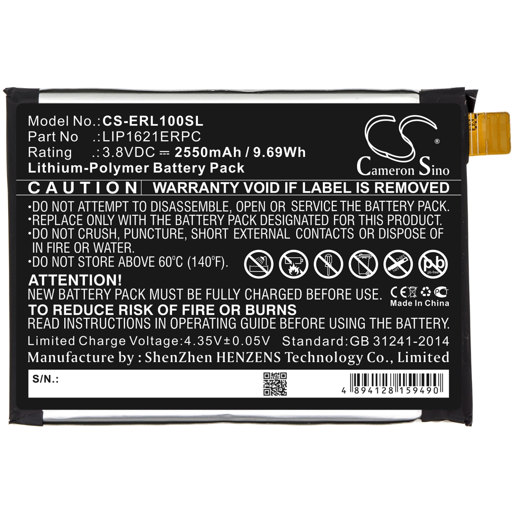 Yhteensopiva akun vaihto Sony LIP1621ERPC