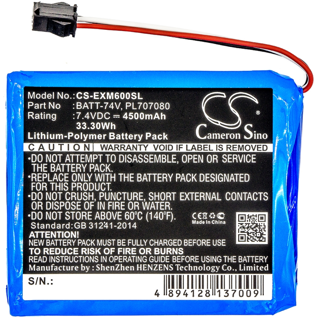 Yhteensopiva akun vaihto Extech BATT-74V,PL707080