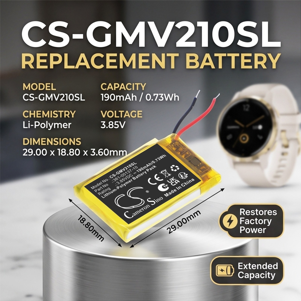 Akut yhteensopiva Garmin Venu 2s CS-GMV210SL