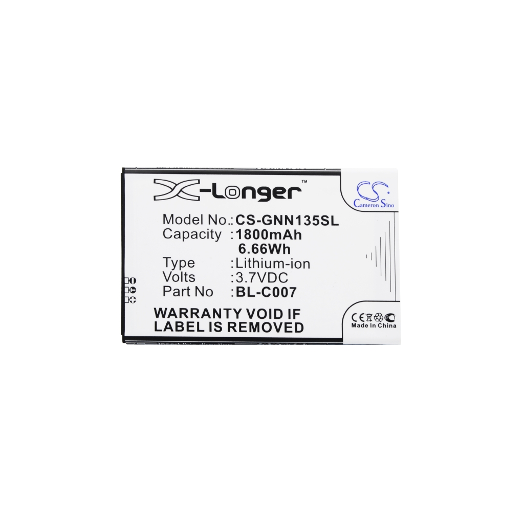 Front label of CS-GNN135SL showing 1800mAh 3.7V Li-ion specs