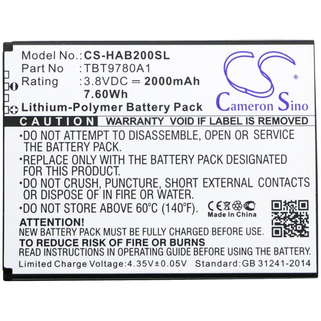 Matkapuhelimen akku K-Touch Nibiru H1C (CS-HAB200SL)