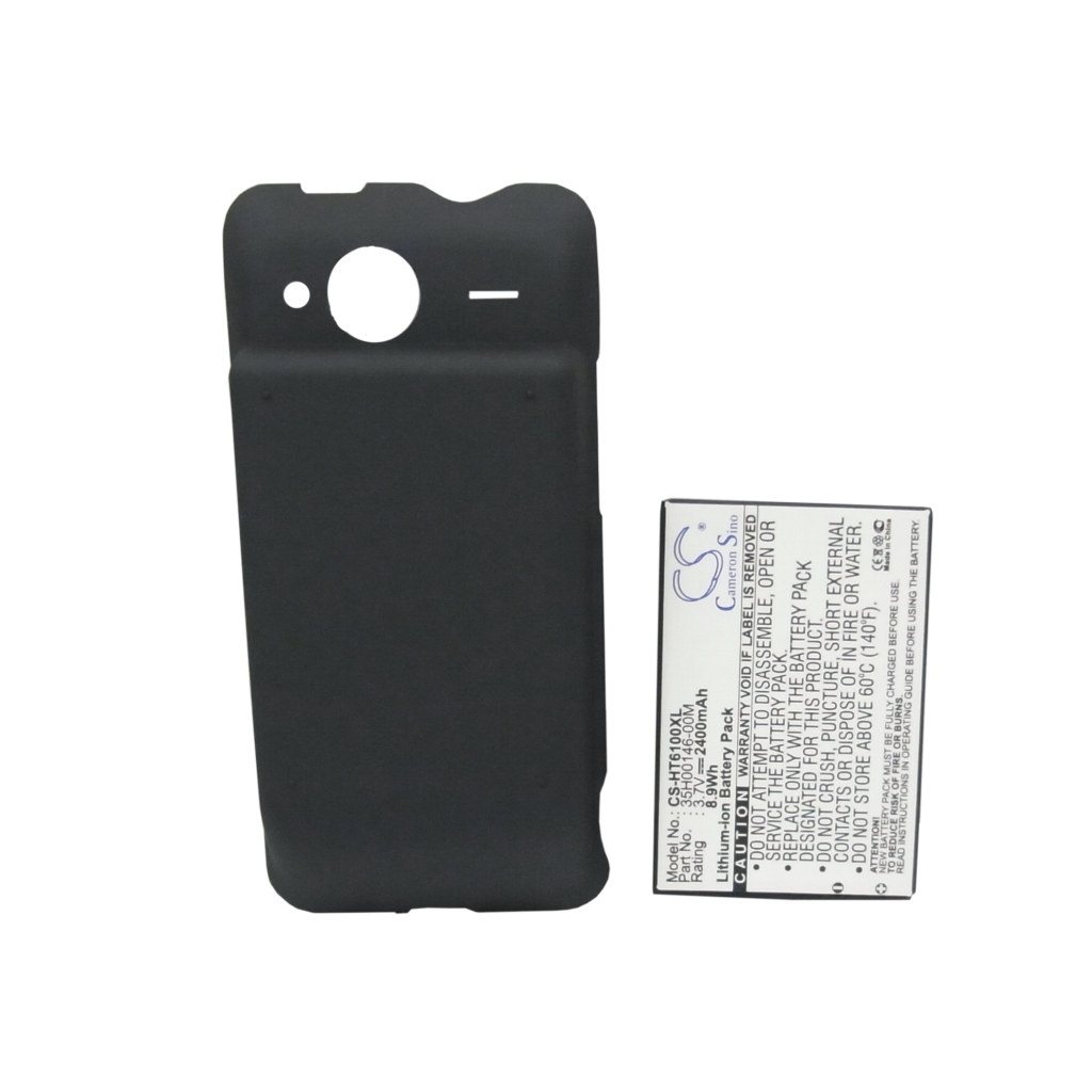 Battery CS-HT6100XL with black cover — front flat view with full specs